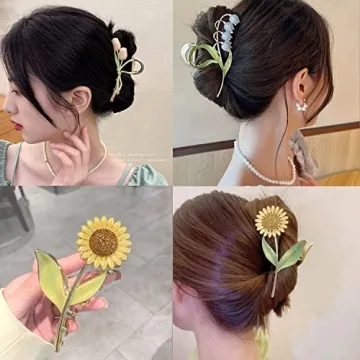Buy Stylish Flower Metal Hair Claw Clips for Women 6 Pcs