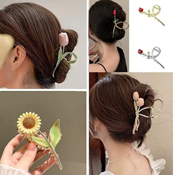 Buy Stylish Flower Metal Hair Claw Clips for Women 6 Pcs