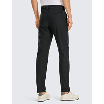 CRZ YOGA Men's All Day Comfy Golf Pants - 32" Quick Dry Lightweight Work Casual Trousers with Pockets Black 34W x 32L