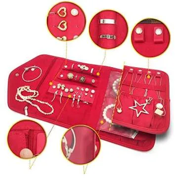 Travel Jewelry Organizer Roll - Stylish & Compact Case