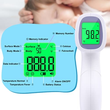 No-Touch Forehead Thermometer Fast Accurate Fever Alarm
