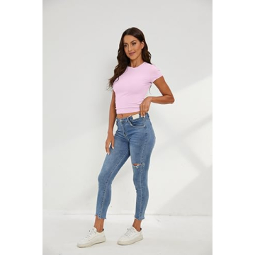 KAMISSY Women’s Stylish Workout Crop Tee for All Activities