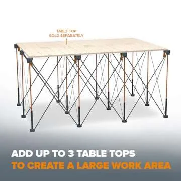 BORA Centipede CT12 36 inch Tall Portable Folding Workstand with Carry Strap, Collapsible Workbench, Construction Table, Support, Sawhorse, 4Ft X 6Ft, 36 inch Work Height, 4500lb Weight Capacity