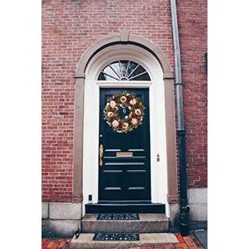 Peony Spring Wreath for Front Door 24inch Handmade Pink Artificial Floral Wreath Summer Wreath for Front Door Wall Windows Deco(Large)