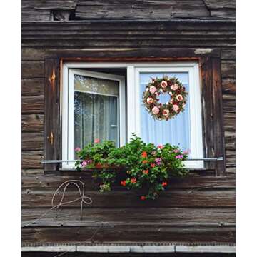 Peony Spring Wreath for Front Door 24inch Handmade Pink Artificial Floral Wreath Summer Wreath for Front Door Wall Windows Deco(Large)