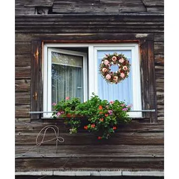 Peony Spring Wreath for Front Door 24inch Handmade Pink Artificial Floral Wreath Summer Wreath for Front Door Wall Windows Deco(Large)