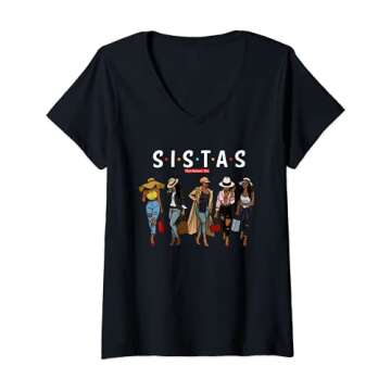 Womens Sistas Travel Sisters Trip Beautiful Black Women Going Out V-Neck T-Shirt