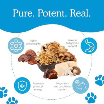 Whole Dog Health with Digestive and Immune Support - (2.65 oz) Bulk Mushroom Powder Supplement & Dog Vitamins with Real Mushrooms Lion's Mane, Cordyceps Mushroom, Turkey Tail, Reishi & Shiitake