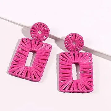 Stylish Statement Raffia Earrings for Women - Beach Chic