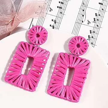 Stylish Statement Raffia Earrings for Women - Beach Chic
