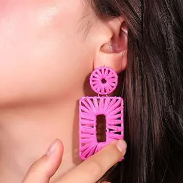 Stylish Statement Raffia Earrings for Women - Beach Chic