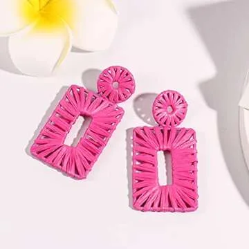 Stylish Statement Raffia Earrings for Women - Beach Chic