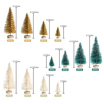 8PCS Artificial Mini Christmas Trees, Fake Bottle Brush Small Pine Snow Frosted Trees with Wood Base Tabletop Ornaments Winter Crafts for Xmas Holiday Party Home Decor
