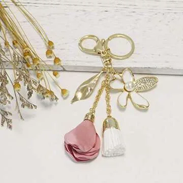 SWJEWEL Flower Keychain - Stylish Rhinestone Charm