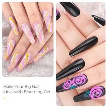 BURANO Nail Blooming Gel – UV LED Clear Blooming Gel Nail Polish for Spreading Effect 15ml 0.5 Floz with Nail Brush (blooming clear)