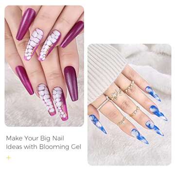 BURANO Nail Blooming Gel – UV LED Clear Blooming Gel Nail Polish for Spreading Effect 15ml 0.5 Floz with Nail Brush (blooming clear)