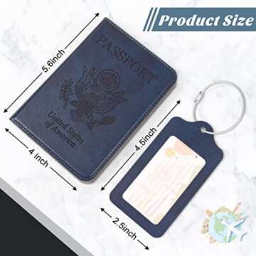 DMLuna Passport Holder and Luggage Tag Set, Passport and Vaccine Card Holder Combo, Leather Passport...