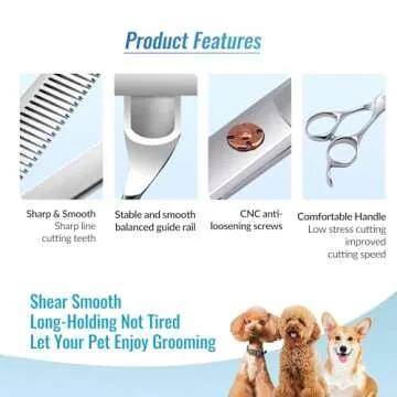 Fenice Totem Dog Grooming Scissors: 5 in 1 Pet Shears Set Made Of Japanese 440c Advanced Stainless Steel Professional Grooming Scissors for Dogs Cats and Other Pets