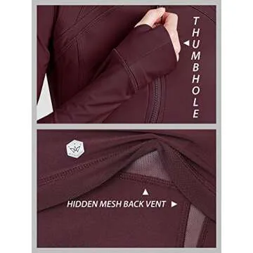Women's Lightweight Full Zip Workout Jacket in Wine Tasting