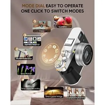 NEZINI 4K Digital Camera,Auto Focus 48MP Vlogging Camera for YouTube and Anti-Shake Video Camera with Viewfinder Flash & Dial,16X Zoom Travel Portable Digital Camera with 32GB Card,2 Batteries (Black)