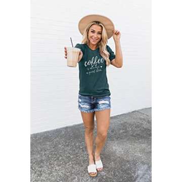 Coffee is Always A Good Idea T-Shirt Women Coffee T-Shirt Short Sleeve Shirts Funny Sayings Casual Tee Tops