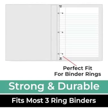 Rosmonde Loose Leaf Paper, 450 Sheets, 3 Pack, 56 gsm Wide Ruled Sheets, 8" x 10.5", Bulk Notebook Paper, 3 Hole Punched, 150 Sheets/Pack, Wide Ruled Paper for Binders, Loose Leaf Office Paper, White