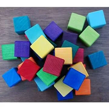 Grimm's 100 Wooden Cube Blocks Building Set for Kids
