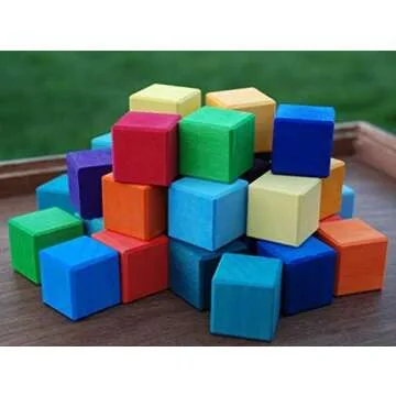 Grimm's 100 Wooden Cube Blocks Building Set for Kids