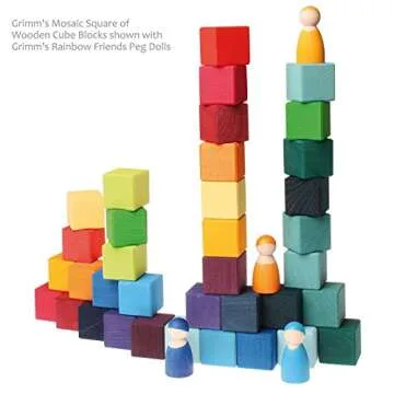 Grimm's 100 Wooden Cube Blocks Building Set for Kids
