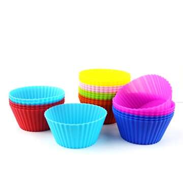 Eoonfirst Silicone Cupcake Liners 24 Pack - Colorful & Reusable