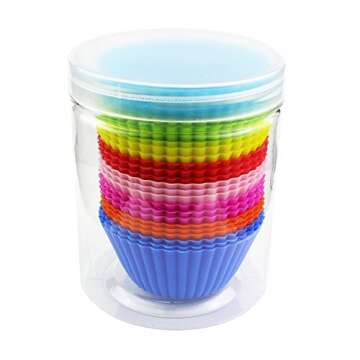 Eoonfirst Silicone Cupcake Liners 24 Pack - Colorful & Reusable