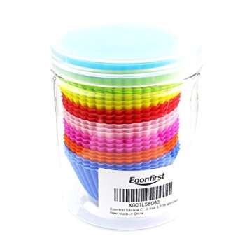 Eoonfirst Silicone Cupcake Liners 24 Pack - Colorful & Reusable