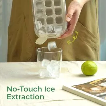 2025 Ice Cube Tray with Lid and Bin 21 Pcs Quick-Fill Ice Cube Mold for Freezer Easy Press to Release White No-Touch Ice Cube Trays