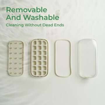 2025 Ice Cube Tray with Lid and Bin 21 Pcs Quick-Fill Ice Cube Mold for Freezer Easy Press to Release White No-Touch Ice Cube Trays