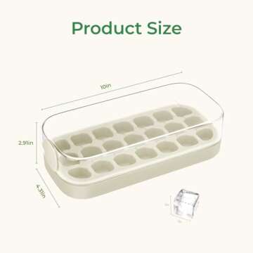 2025 Ice Cube Tray with Lid and Bin 21 Pcs Quick-Fill Ice Cube Mold for Freezer Easy Press to Release White No-Touch Ice Cube Trays