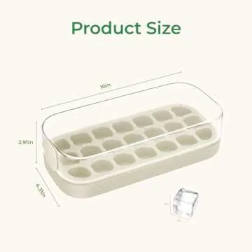 2025 Ice Cube Tray with Lid and Bin 21 Pcs Quick-Fill Ice Cube Mold for Freezer Easy Press to Release White No-Touch Ice Cube Trays