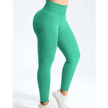 YEOREO Scrunch Butt Lift Leggings for Women Workout Yoga Pants Ruched Booty High Waist Seamless Leggings Compression Tights Light Green L