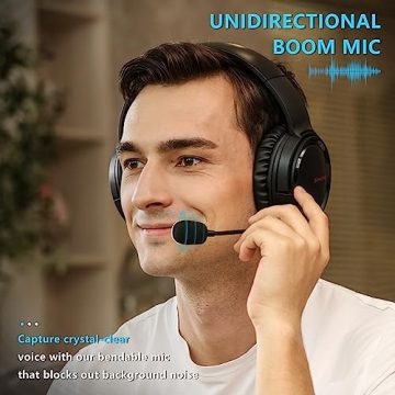 BINNUNE Wireless Gaming Headset with Microphone - 40 Hours Battery