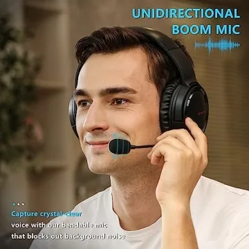 BINNUNE Wireless Gaming Headset with Microphone - 40 Hours Battery