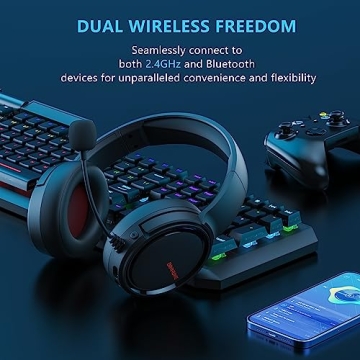 BINNUNE Wireless Gaming Headset with Microphone - 40 Hours Battery