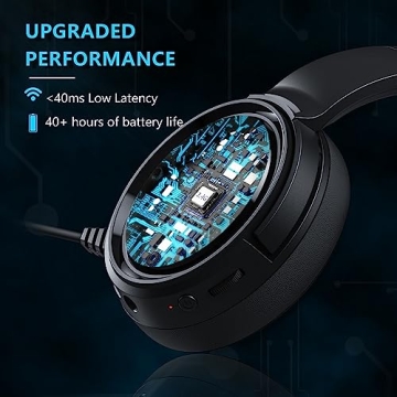 BINNUNE Wireless Gaming Headset with Microphone - 40 Hours Battery