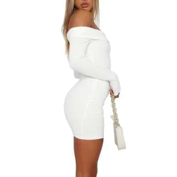 Off The Shoulder Long Sleeve Bodycon Mini Dress