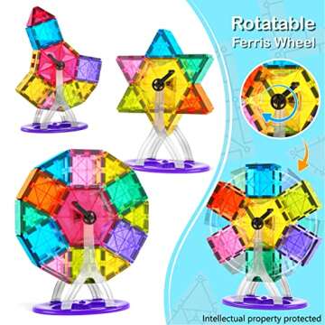 Jasonwell 100pcs Magnetic Tiles Building Blocks Set for Boys Girls Preschool Educational Magnet Cons...