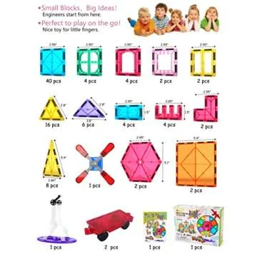 Jasonwell 100pcs Magnetic Tiles Building Blocks Set for Boys Girls Preschool Educational Magnet Construction Kit Stacking STEM Toys Christmas Birthday Gift for Kids Toddler 3 4 5 6 7 8 9 10 + Year Old