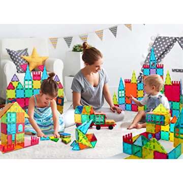 Jasonwell 100pcs Magnetic Tiles Building Blocks Set for Boys Girls Preschool Educational Magnet Construction Kit Stacking STEM Toys Christmas Birthday Gift for Kids Toddler 3 4 5 6 7 8 9 10 + Year Old