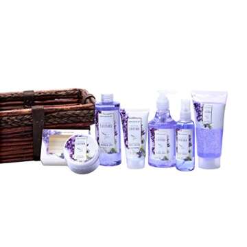 Mothers Day Gift Baskets - Green Canyon Spa Luxury Wicker Basket Gift Set in Lavender, 8 Pieces Prem...