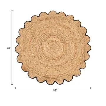 RIANGI Jute Braided Rug Circle Rug 4’ Round Area Rug, Circular Rug - Elegant Rugs for Living Room, 4 Ft Round Rug, Hand Woven Boho Round Rug 4ft for Kitchen, Farmhouse Decorative Floor Rug