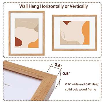 11x14 Picture Frame, Solid Oak Wood 11"x14" Photo Frame, 11 x 14 Frame for Wall, 11 x 14 Picture Frame With Mat for 8x10, Real Tempered Glass, 11 by 14 Wood Frame (Natural Oak Color, 1 Pack)