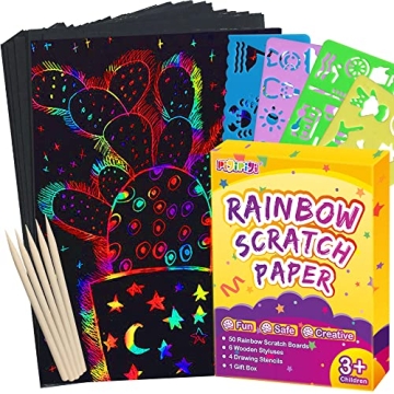 Pigipigi Magic Rainbow Scratch Art Kit for Kids