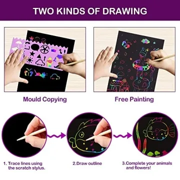 Pigipigi Magic Rainbow Scratch Art Kit for Kids